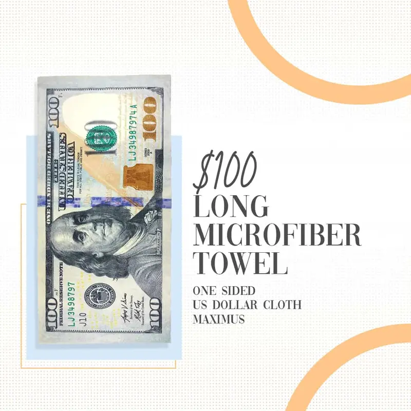 $100 Long Microfiber Towel One Sided | Us Dollar Cloth 140X70cm 250Gsm 1
