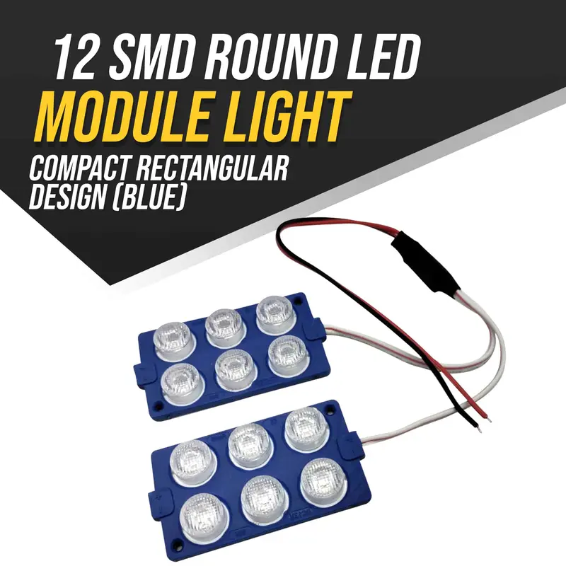 12 Smd Round Led Module Light - Compact Rectangular Design (Blue) 1