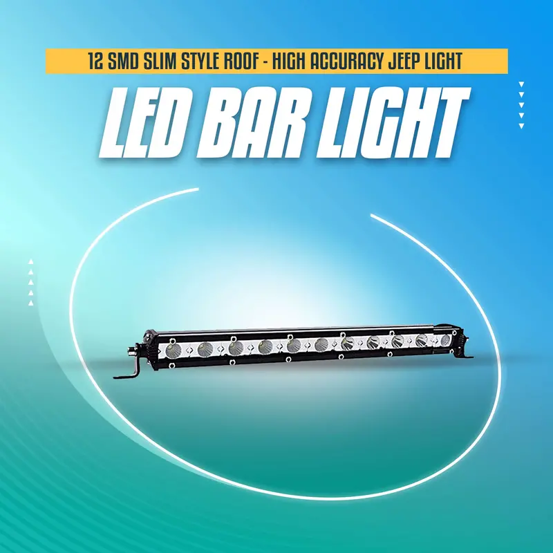 12 Smd Slim Style Roof Led Bar Light 13 Inches - High Accuracy Jeep Light | Sharp Light | Jeep Decoration Light 1