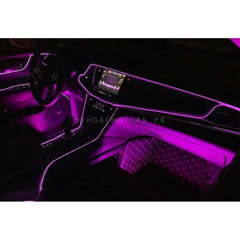 14 In 1 Led Car Interior Ambient Light With Acrylic - Led Neon Glow El Wire Ambient Light Rope 14 Points 1