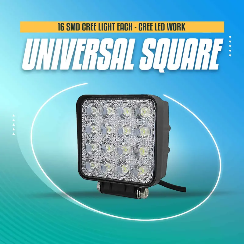 16 Smd Cree Light Universal Square - Each - Cree Led Work Light Flood Spot Light Offroad Driving Led Light Bar 1