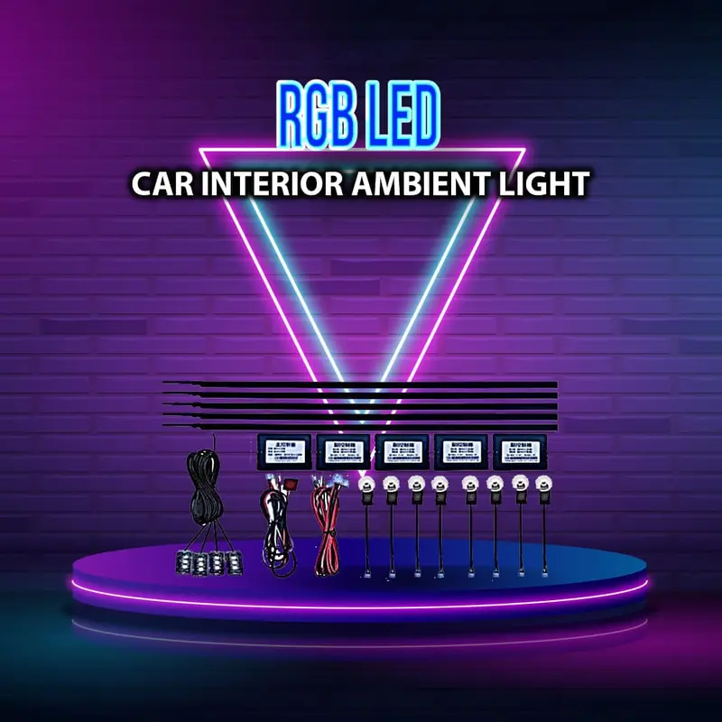 18 In 1 Rgb Led Car Interior Ambient Light - 64 Colors - App Controlled Interior Acrylic 18 Points Atmosphere Light 1