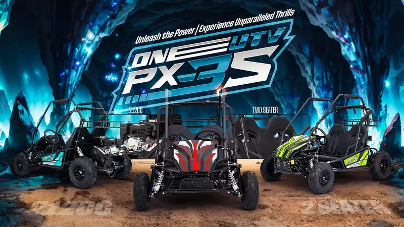 212Cc 4-Stroke Kids 2 Seater Petrol Utv Buggy - Storage & Roll Cage | Oneutv™ Px3s 2