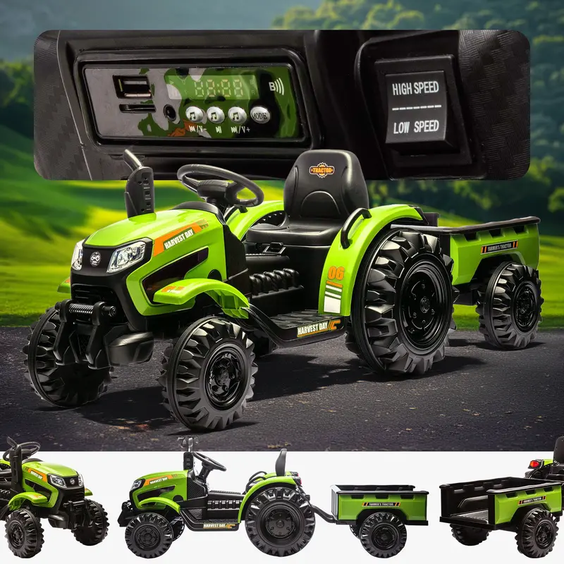 24V Powerhauler Electric Kidz Tractor & Trailer Set 2