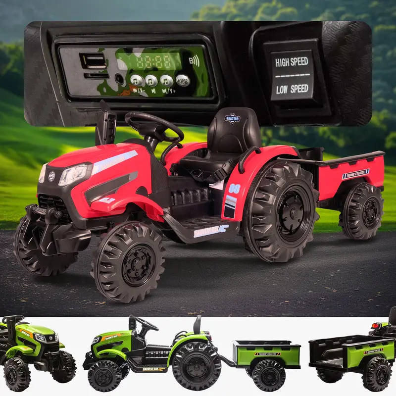 24V Powerhauler Electric Kidz Tractor & Trailer Set 2