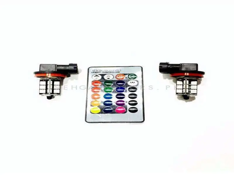 27 Smd Rgb Light With Remote - Pair - Fog Lamp H11 Fitting Different Colors Disco Light 2