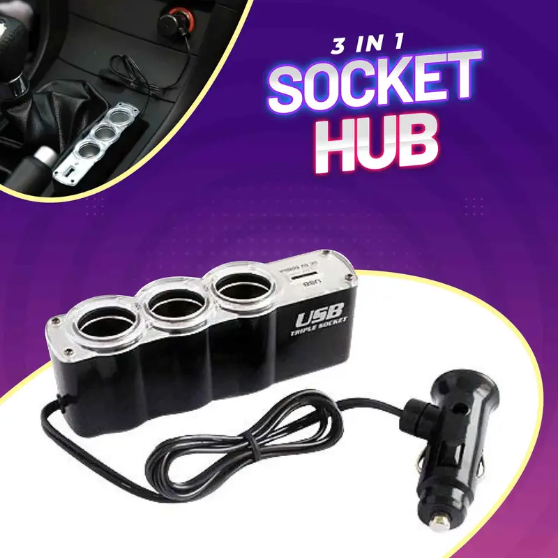 3 In 1 Socket Hub For Multiple Electronics Usage With Usb 1