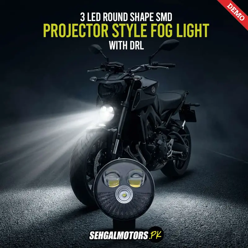 3 Led Round Shape Smd Projector Style With Drl Fog Light For Bike 12V-24V 1