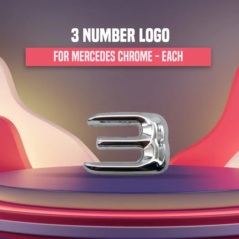 3D Metal Alphabet Letter Number 3 Logo Chrome - For Mercedes 1
