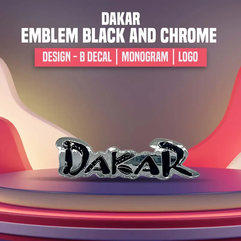 3D Metal Dakar Logo Black Chrome Design - B 1