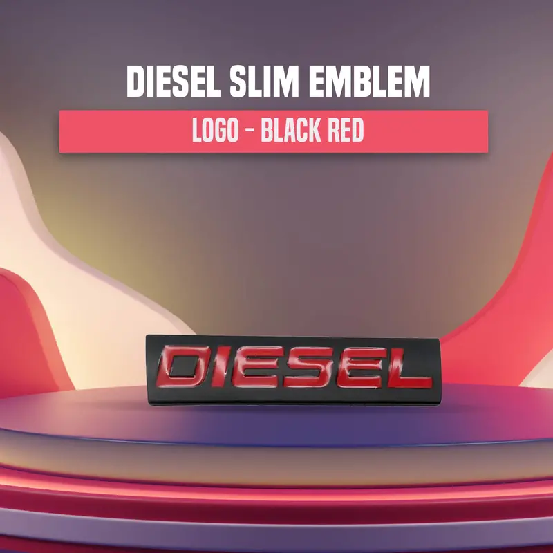 3D Metal Diesel Logo Black Red Slim 1