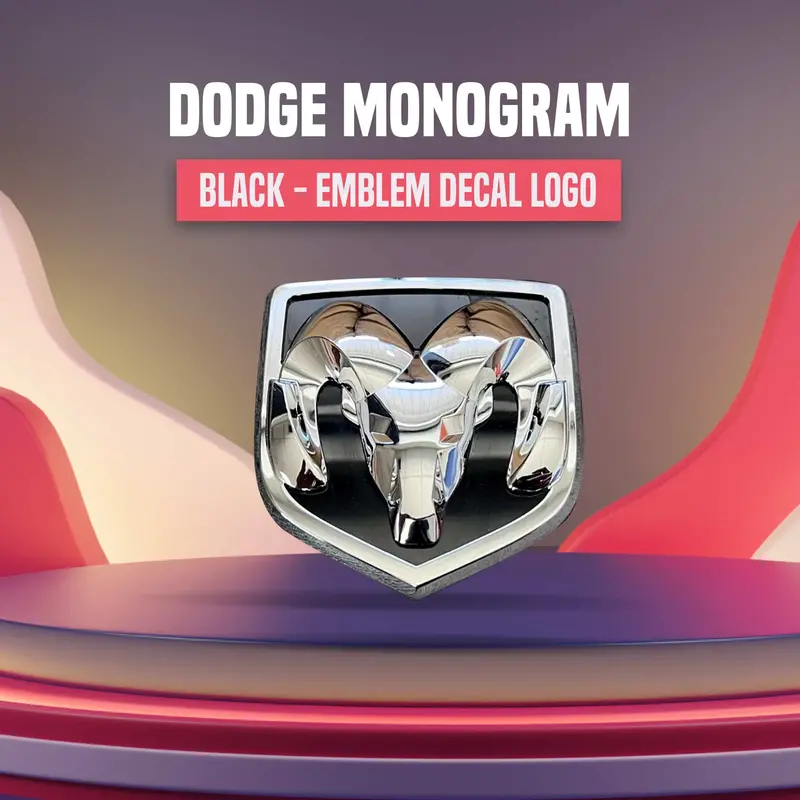 3D Metal Dodge Logo Black Chrome 1