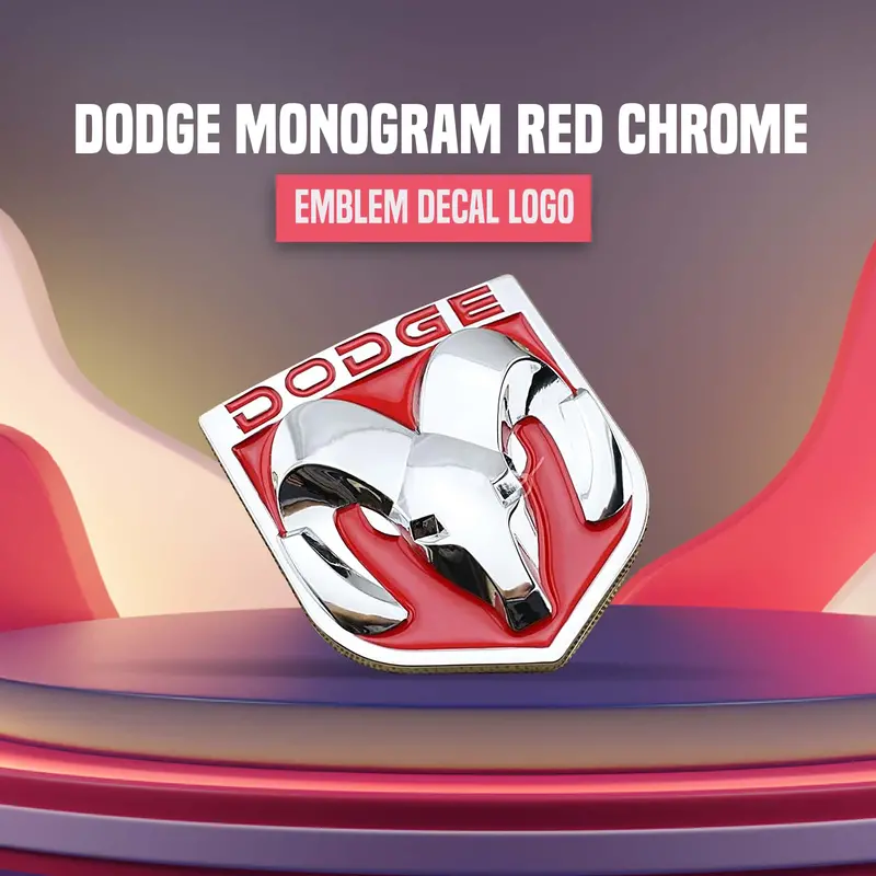 3D Metal Dodge Logo Red Chrome 1