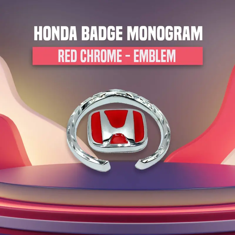 3D Metal Honda Badge Logo Red Chrome 1