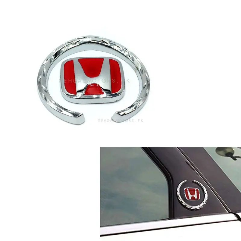 3D Metal Honda Badge Logo Red Chrome 2