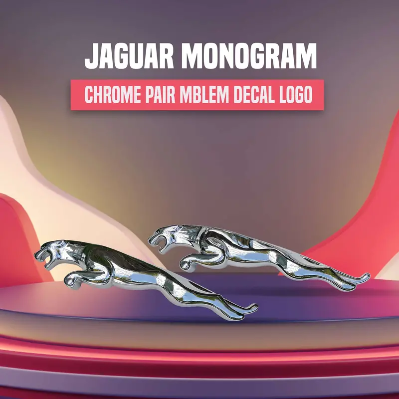 3D Metal Jaguar Logo Chrome - Pair 1