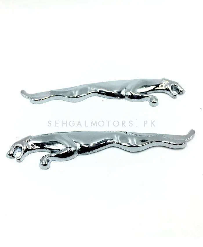 3D Metal Jaguar Logo Chrome - Pair 2