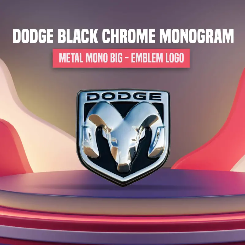 3D Metal Logo Dodge Black Chrome Big 1
