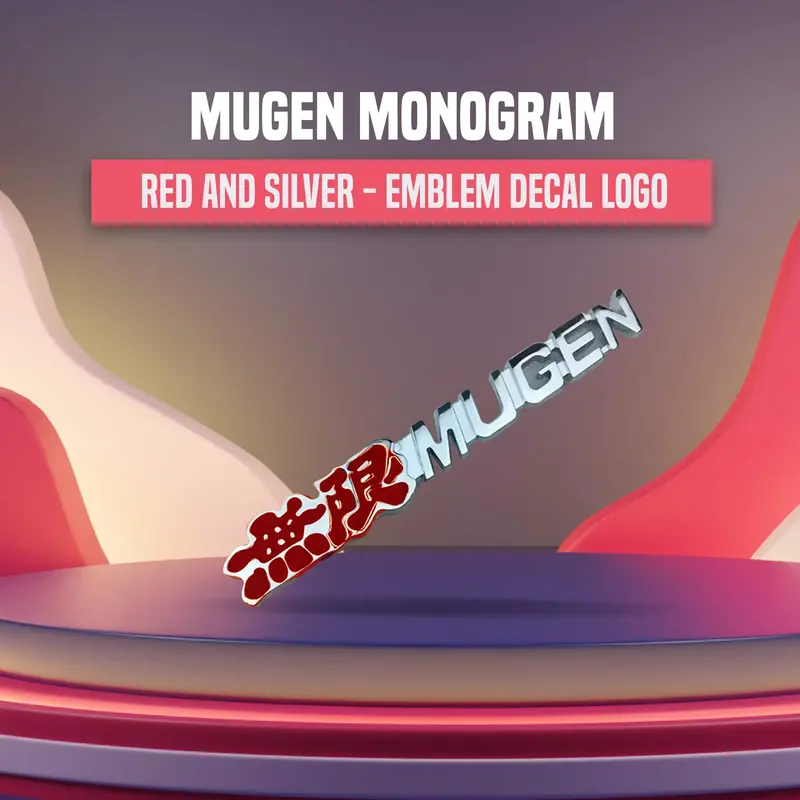 3D Metal Mugen Logo Red Silver 1