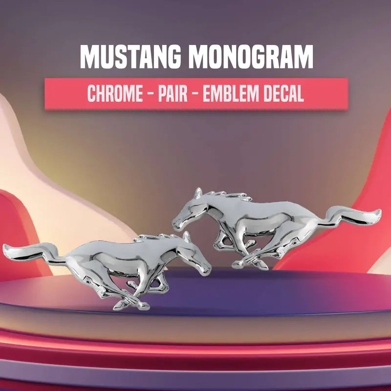 3D Metal Mustang Logo Chrome - Pair 1
