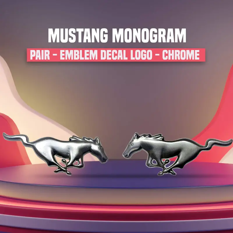 3D Metal Mustang Logo - Pair 1
