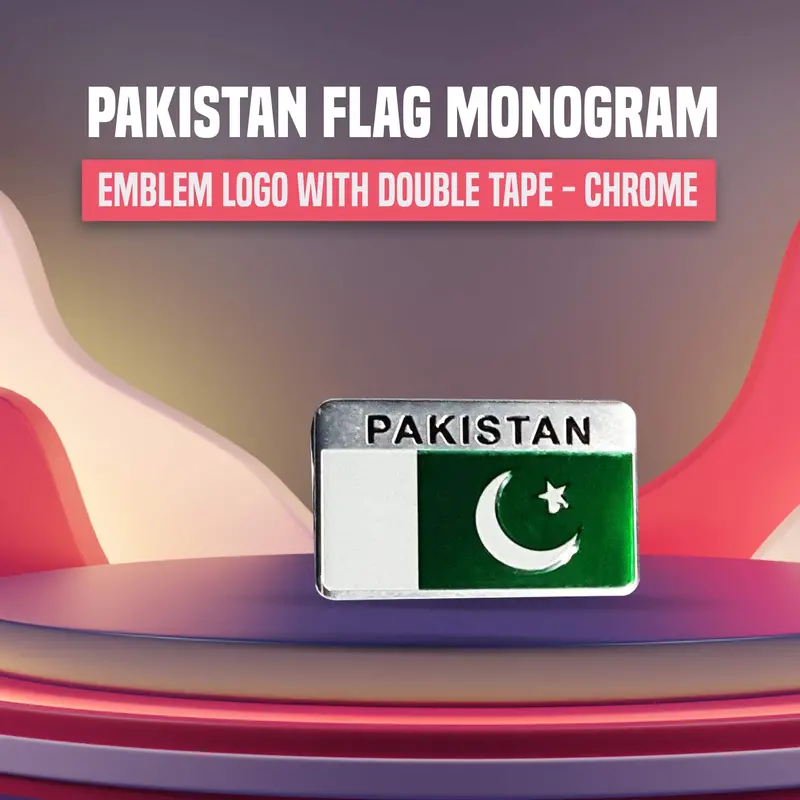 3D Metal Pakistan Flag Logo With Double Tape Chrome 1