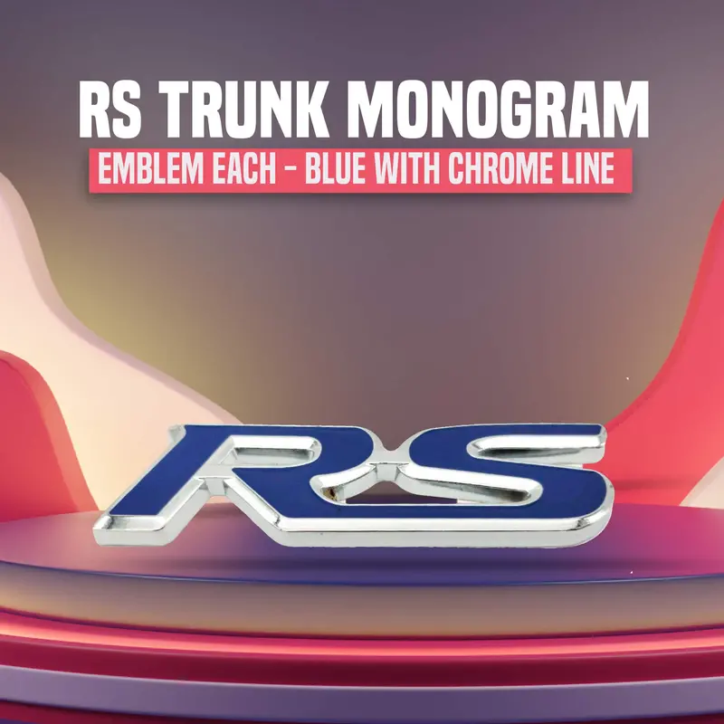 3D Metal Rs Trunk Logo Blue Chrome 1