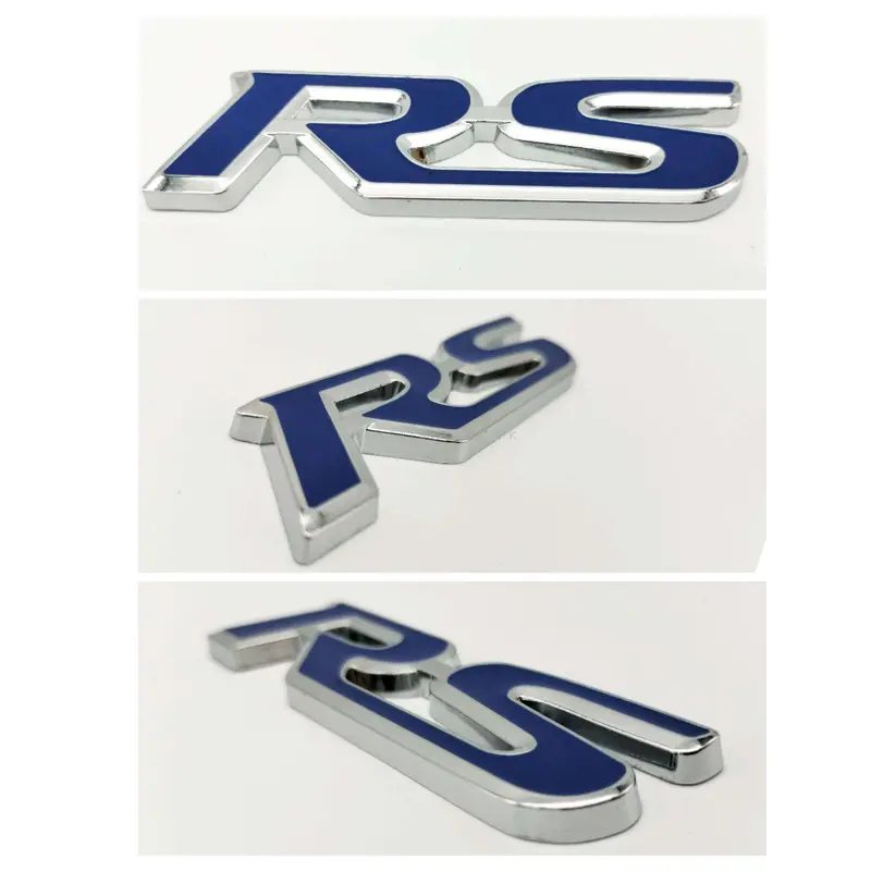 3D Metal Rs Trunk Logo Blue Chrome 2