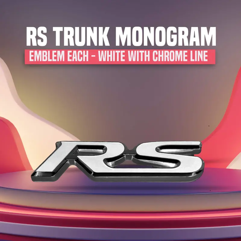 3D Metal Rs Trunk Logo White Chrome 1