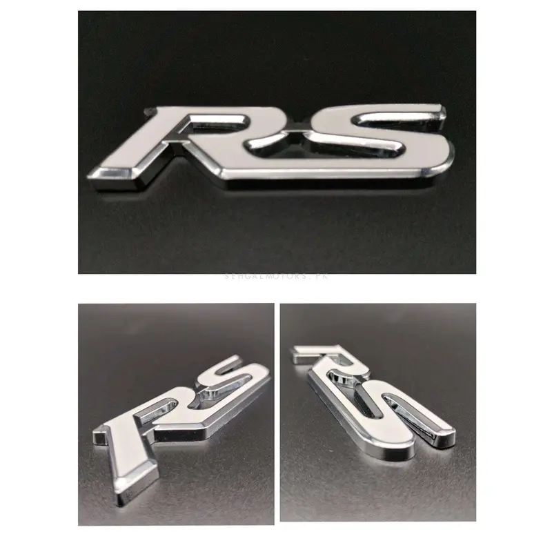 3D Metal Rs Trunk Logo White Chrome 2