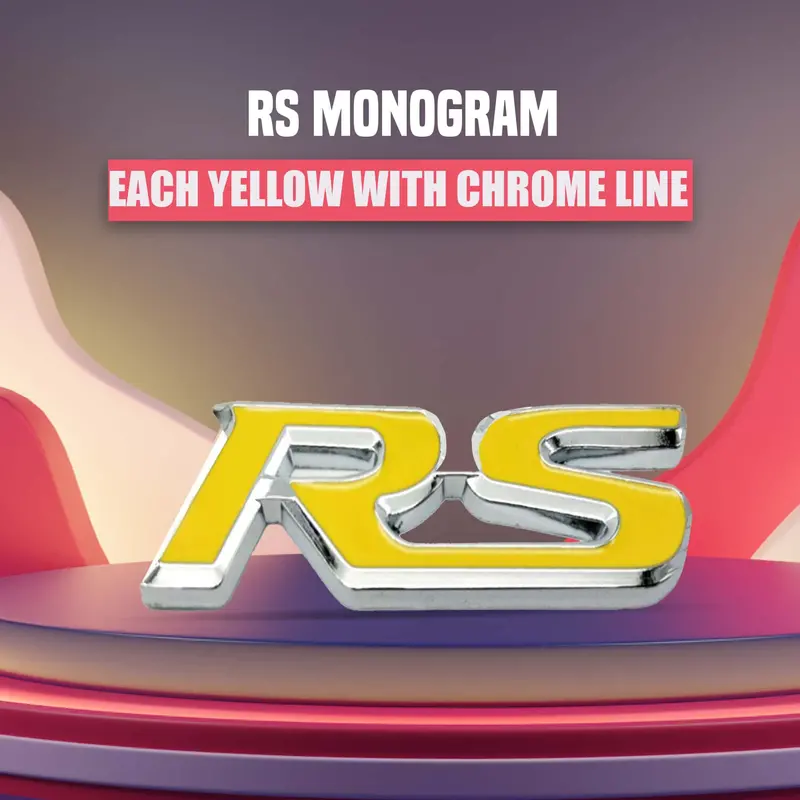 3D Metal Rs Trunk Logo Yellow Chrome 1