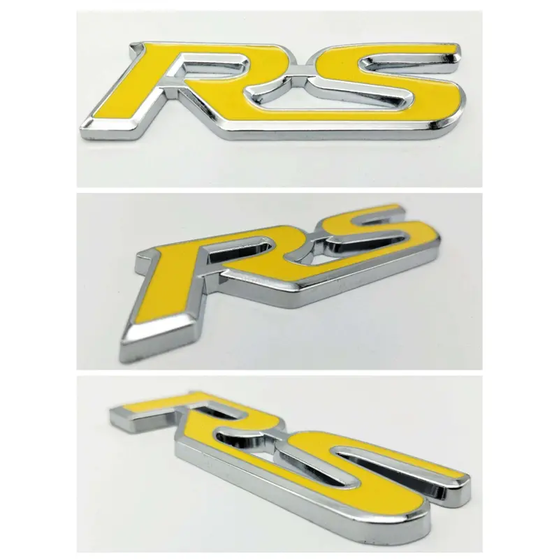 3D Metal Rs Trunk Logo Yellow Chrome 2