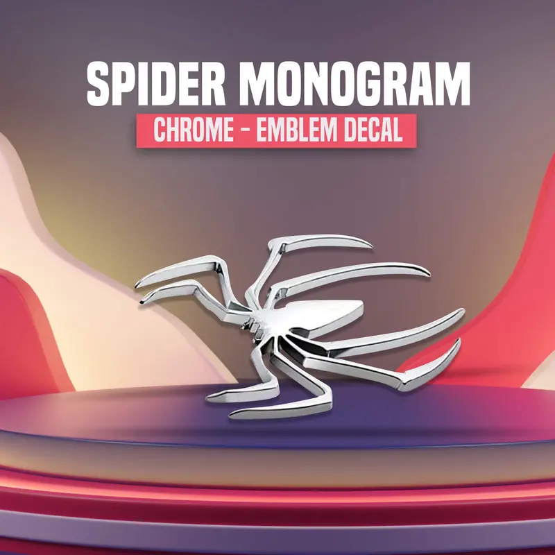 3D Metal Spider Logo Chrome 1
