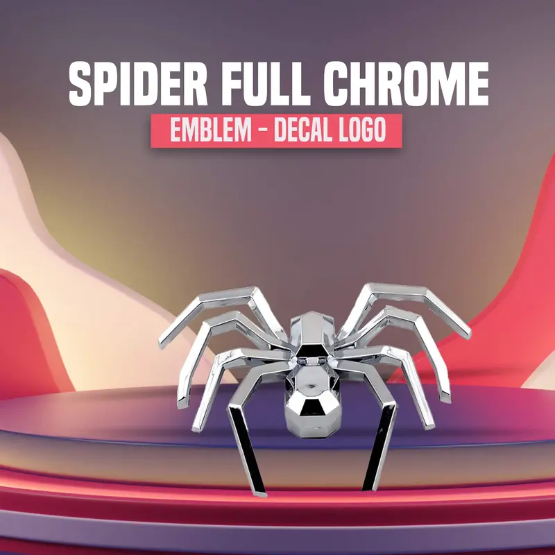 3D Metal Spider Logo Chrome 1