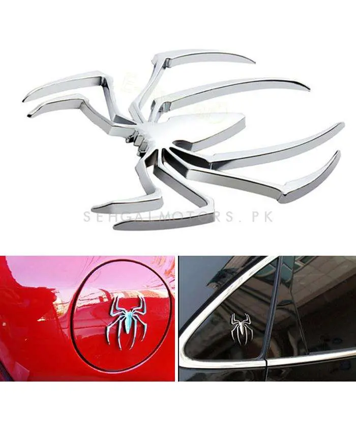 3D Metal Spider Logo Chrome 2