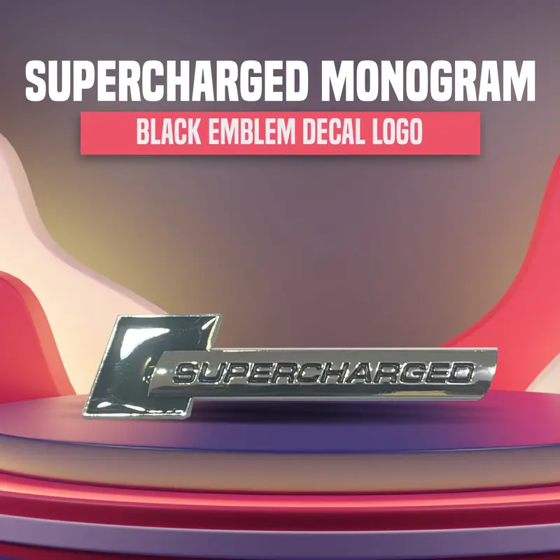 3D Metal Supercharged Logo Black Chrome 1