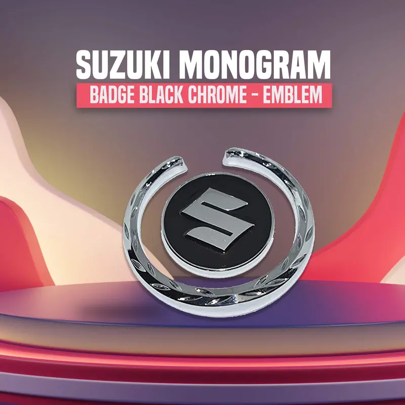 3D Metal Suzuki Badge Logo Black Chrome 1