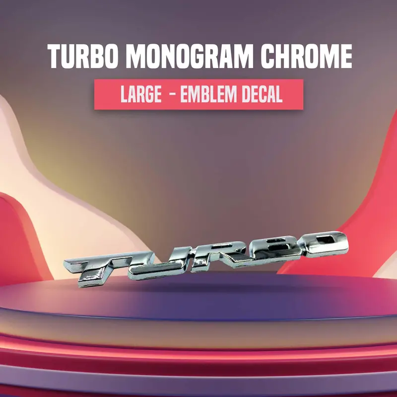 3D Metal Turbo Logo Chrome Large 1
