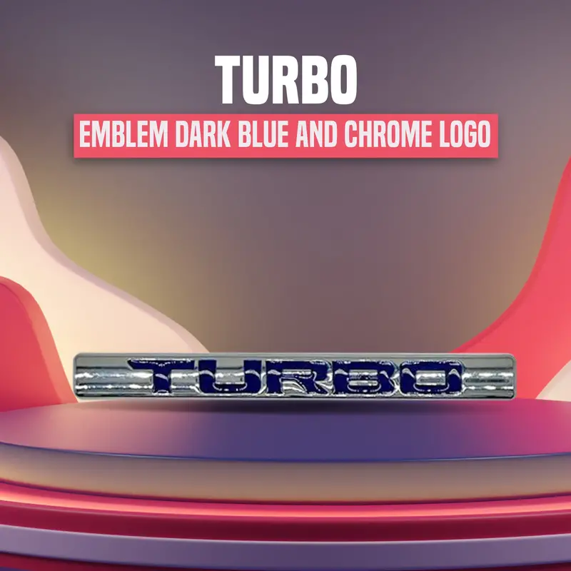 3D Metal Turbo Logo Dark Blue Chrome 1