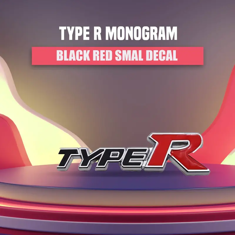 3D Metal Type R Logo Black Red Small 1