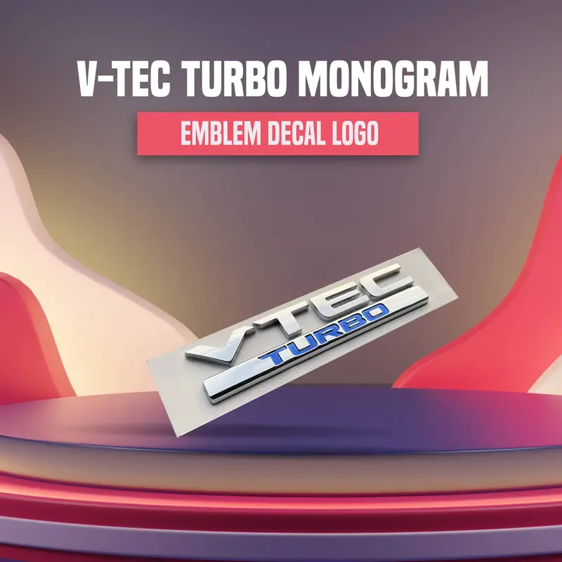 3D Metal V-Tec Turbo Logo 1