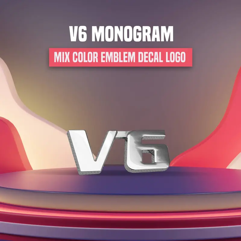 3D Metal V6 Logo Mix Color 1