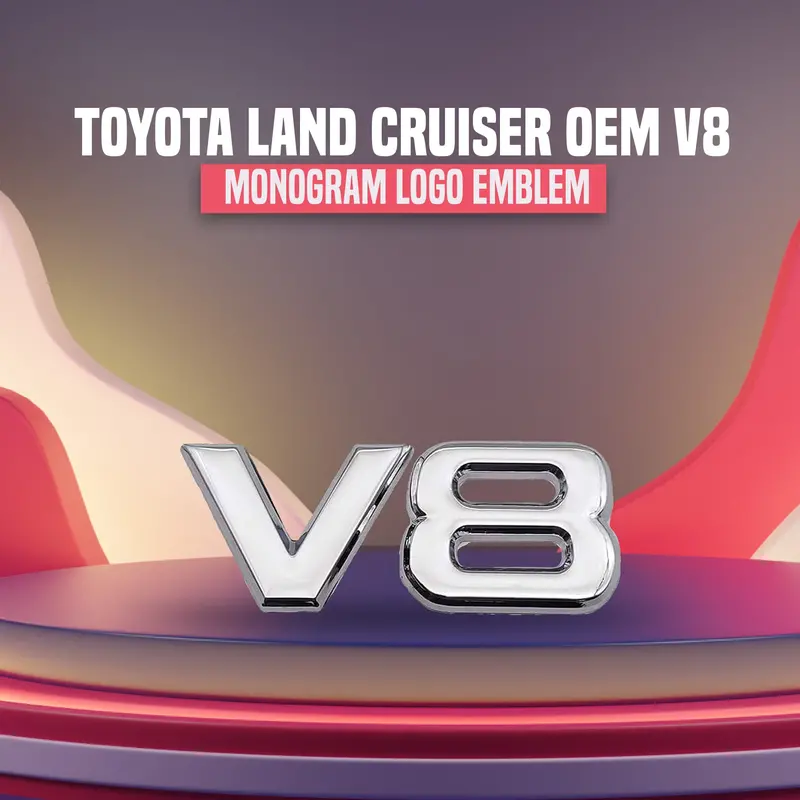3D Metal V8 Logo Original Chrome - For Toyota Land Cruiser Oem 1