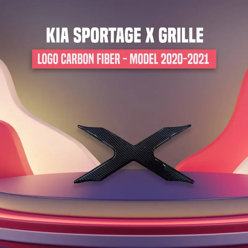 3D Plastic X Grille Logo Carbon Fiber For Kia Sportage 2020-2025 1