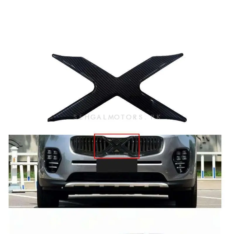 3D Plastic X Grille Logo Carbon Fiber For Kia Sportage 2020-2025 2
