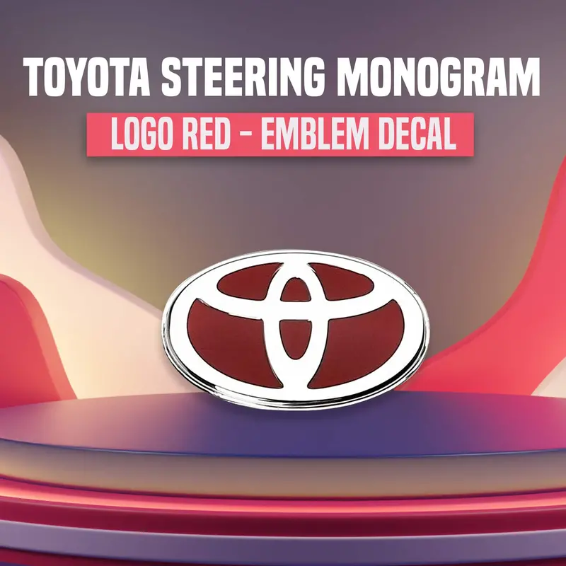 3D Round Metal Toyota Steering Logo Red 1