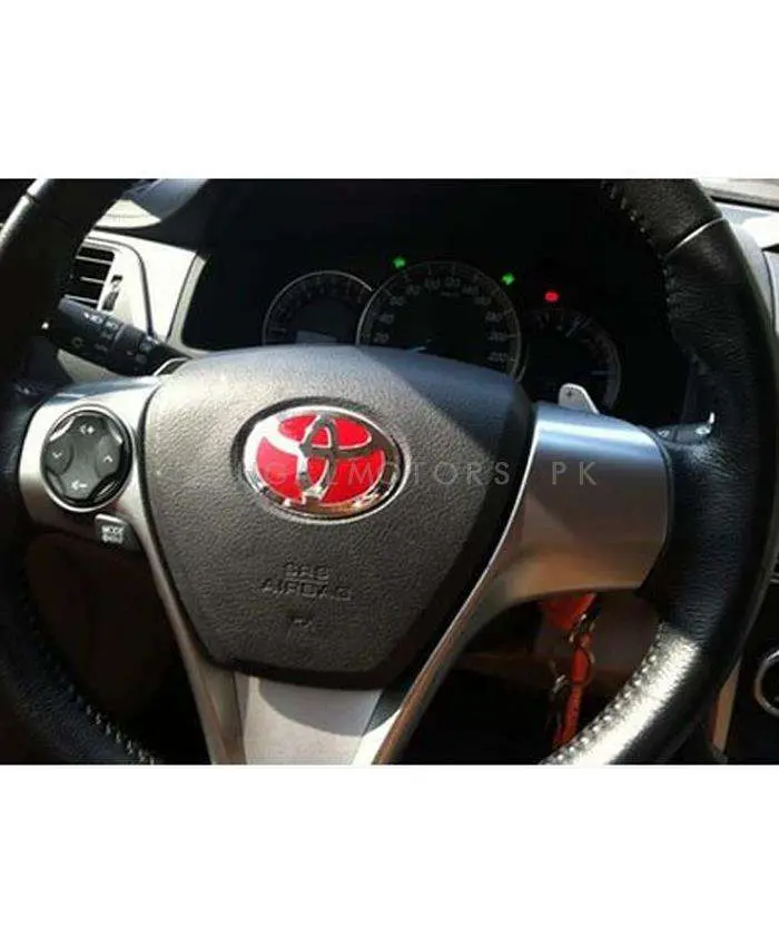 3D Round Metal Toyota Steering Logo Red 2