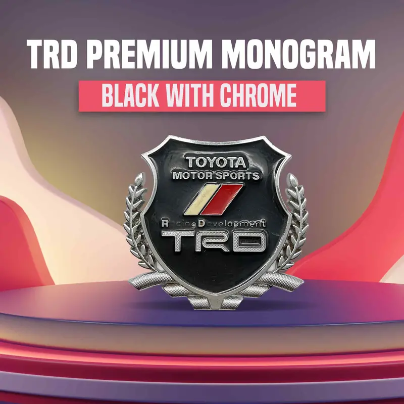 3D Toyota Motor Sports Trd Metal Logo Black Chrome 1