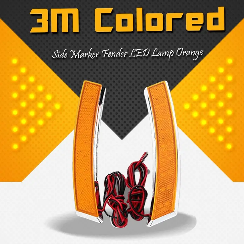 3M Colored Side Marker Fender Led Lamp Orange - Pair - | Led Side Marker Light Side Repeater Turn Signal Light Led Panel 1