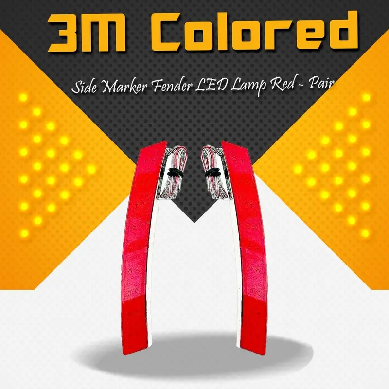 3M Colored Side Marker Fender Led Lamp Red - Pair - Led Side Marker Light Side Repeater Turn Signal Light Led Panel 1
